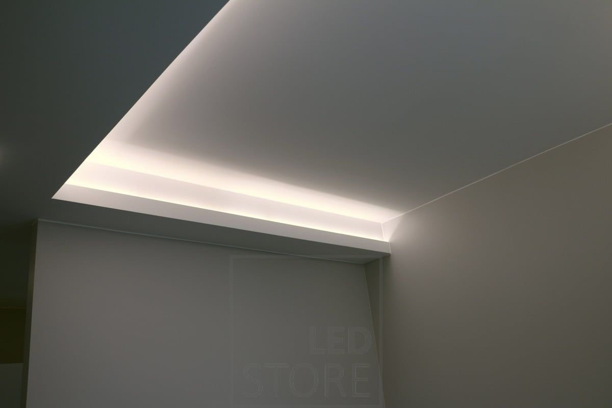 LED strips in a downlight made in the ceiling.